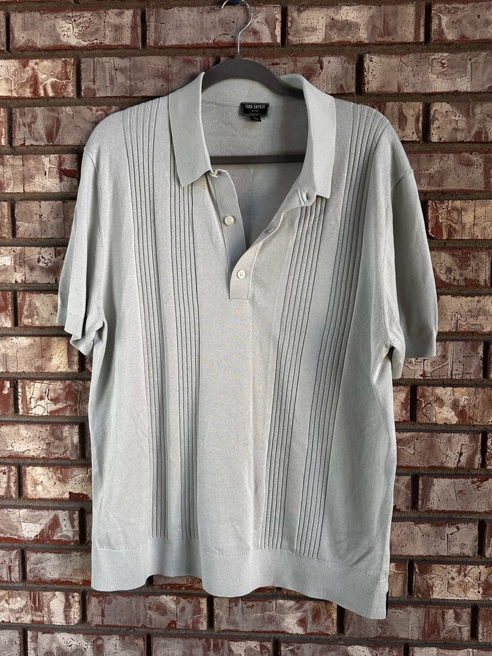 Todd Snyder Ribbed Sweater Polo Silk and Cotton Mint Green Size XL